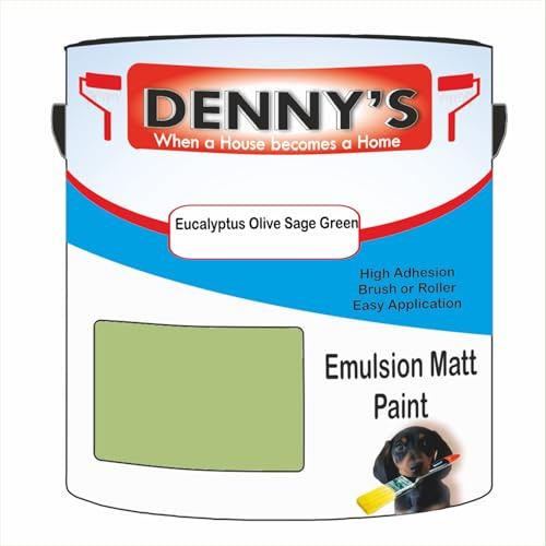 Premium Interior Wall & Ceiling Emulsion Paint – Eucalyptus Olive Sage Green – Rich Matt Finish, Durable & Washable, Low Odour, Ideal for Living Rooms, Bedrooms & Hallways (500ML Tin)
