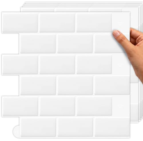TradeDownCo Peel & Stick Wall Tiles (10 Sheets) - Premium Self-Adhesive Tile Stickers for Kitchen, Bathrooms, Laundry Rooms and More, 12x12/30x30cm (Cloud White)