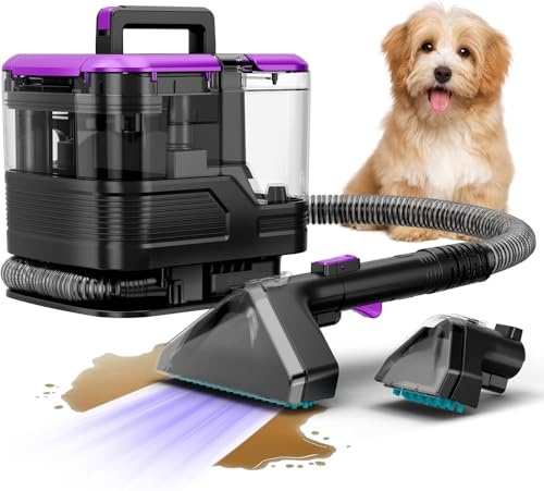 Honki Nettoyeur de Tapis et Moquettes – Shampouineuse pour Tapis et Tissus d’Ameublement pour la Maison et la Voiture – Nettoyage des Taches avec Fonction Pulvérisation & Aspiration, Violet