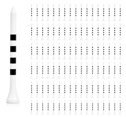 ZY-otu 100 Bambus Golf Tees (83 mm) mit Höhenmarkierungssystem – biologisch abbaubar, langlebig & stabil – die Golf Tees für konstante Abschlaghöhe und höchste Präzision（ Weiß）