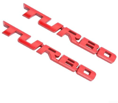 3D Turbo Metall Emblem Aufkleber Für Auto Kotflügel Heck Kofferraum Badge für deko Zinklegierung Verschleißfest Wasserfest Einfache Montage Ohne Werkzeug Für Alle Fahrzeugmodelle Silber Schwarz(Red)