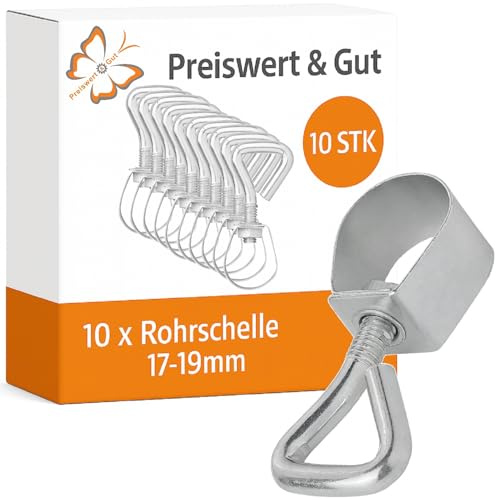 10 STK Rohrklemmen aus Stahl mit Drehschraube für Rohre 17 bis 19 mm | Robuste Rohrhalterungen für starre und flexible Rohre, als Rohrschellen in der Größe 17-19 mm auswählbar