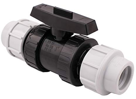 BFG MDPE PE Kugelventil, Muff, Wasserrohr, Kompressionsverschraubung | 32 mm, 1Y-H5V6-47RB, Grau, Schwarz