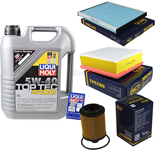 Filter Set Inspektionspaket 5 Liter Motoröl Top Tec 4100 5W-40 SCT Germany Innenraumfilter Luftfilter Ölfilter