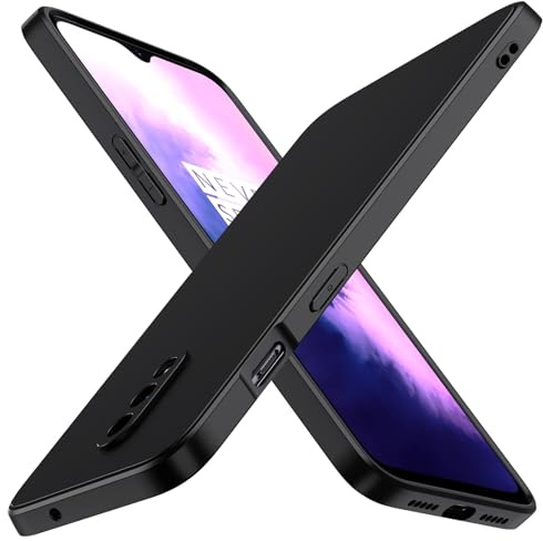 ivoler Silikon Hülle für Oneplus 7 mit Kameraschutz, Ultra Dünne Weiche Stoßfest Schutzhülle Flexible TPU Matte Schwarz Handyhülle Kratzfest Case Cover