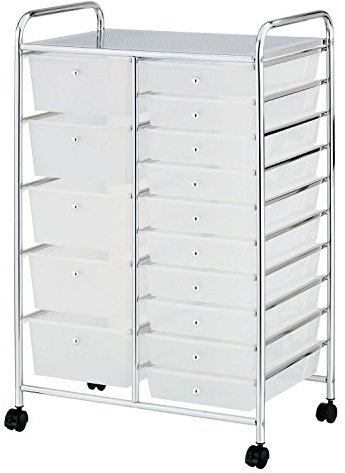 Taylor & Brown 15 Drawer Mobile Rolling Storage Trolley Unit Organiser On Wheels For Salon, Beauty Make Up, Hairdressing, Beauty & Home Office Stationary (White)