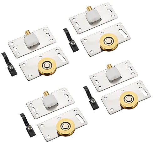 4 Set Guardaroba Mobili Porta Scorrevole Puleggia Rulli, Ruota Metallo Scorrevole Porta Guida Set, Puleggia in Ottone Cuscinetti Rotelline Ruote per Armadio Finestra Porta Scorrevole