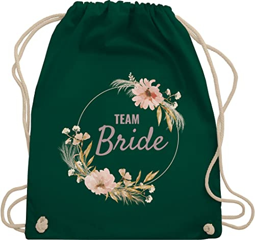 Turnbeutel Rucksack - JGA Junggesellenabschied Frauen - Junggesellinnenabschied Team Bride Boho Blumenkranz Motiv I - Unisize - Dunkelgrün - hen party accessories brauttaschen jungesselnabschied