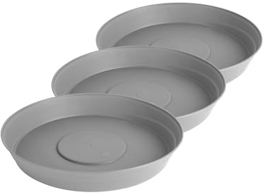 Garronda Untersetzer Blumentopf aus Kunststoff 1 Stück oder 3er Pack Plastik Pflanztopf Pflanzen Untersetzer rund für Pflanztöpfe Set GD-0023 (3 Stück Grau, ⌀ 34cm H 5cm)