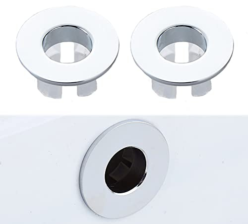 Hayaww 2 Pcs Anneau De Trop-Plein D'éVier, Anneaux De DéBordement D'éVier éVier Trop-Plein Anneau Couvercle De Trop-Plein D'éVier De Lavabo, 22-24 mm, Pour Lavabo Salle De Bain éVier Baignoire (2)