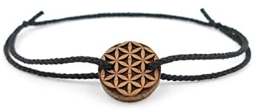 WALDHERZ Armband Blume des Lebens aus Walnussholz & EcoKordel | Holz | Lebensblume | handgefertigt in Deutschland | nachhaltig und vegan