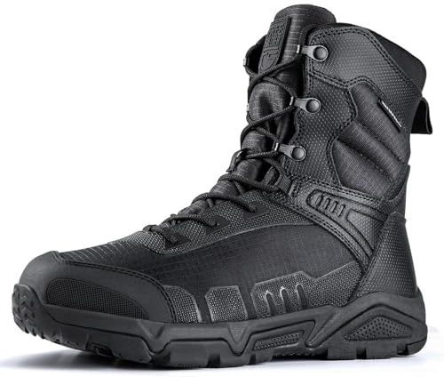 FREE SOLDIER Men's Military Tactical Boots Waterproof Hiking Work Boots Durable Combat Boots(Black 10.5)