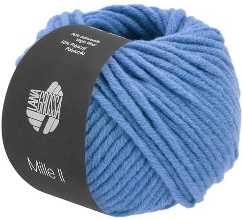 LANA GROSSA Mille II | Strapazierfähiges Mischgarn mit Merinowolle, waschmaschinenfest | Handstrickgarn aus 50% Schurwolle & 50% Acryl | 50g Wolle zum Stricken & Häkeln | 55m Garn FB160