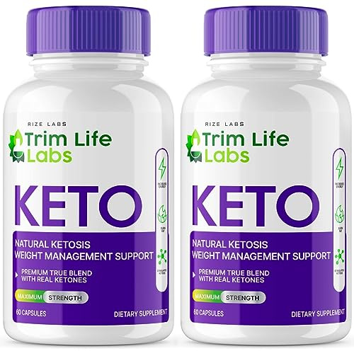 rize labs - - Trim Life Labs Keto Capsules - Weight Loss Pills - Support Maximum Strength Formula, Keto+ACV Supplement (120 Capsules)