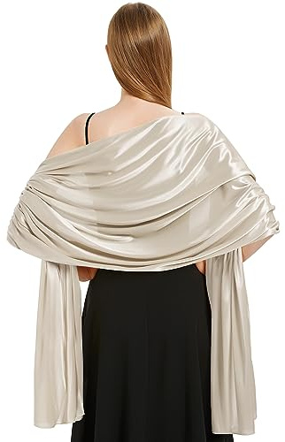 heekpek Schal Damen Leicht Seidensatin Schal Stola Damen Elegant Übergroßer Stola Festlich Umschlagtuch Damen Glitzer Lang Schal für Ganzjährig