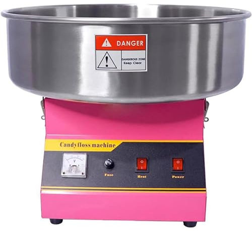 GEJLELDS Candy Floss Maker Machine Commercial Cotton Candy Maker Gas Electric Floss Machine with Stainless Steel Tray for Birthdays Parties Celebrations (Electric Heating)