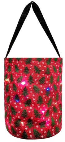 Anulely Sacchetto regalo di Natale luminoso a LED, per oggetti di Natale, albero di Natale illuminato, floc, caramelle, pensierino