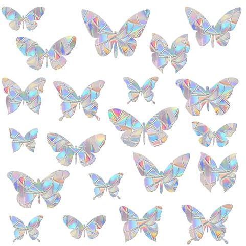 Tiz Tlloz 57 Pieces Window Clings for Birds - Anti-Collision Window Decals - Prismatic Non Adhesive Vinyl Rainbow Glass Stickers to Save Birds from Glass Strikes, JD-HUDIE-57