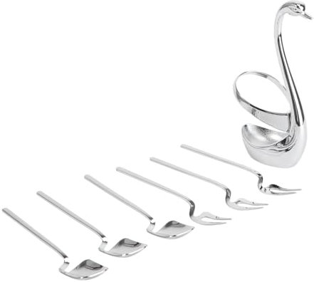 TOPBATHY Schwanen Food Picks aus Zinklegierung, Silber, Rostfrei