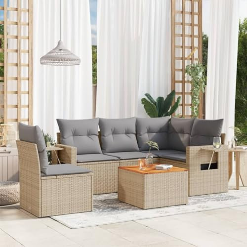 Festnight Balkon Lounge Rattan mit Stauraum Gartenlounge Klein Sofa Balkon Ecklounge Rattansofa Sitzecke Balkon Klein Gartensofa Ecksofa Garten Lounge Sofa Outdoor Balkonmöbel Couch Gartenmöbel