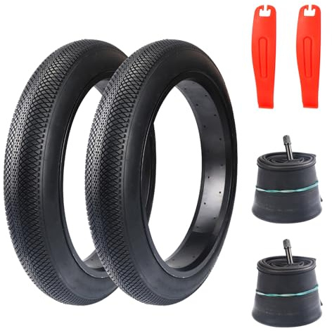 WEEROCK 20 X 3.0 Inch Bike Fat Tire E-Bike Tires 2 Pack Bicycle Tyres with Inner Tubes Folding Bead Tires Compatible with Wide Mountain Snow Bicycle Electric Bike
