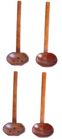 Amosfun 4pcs Reusable Wooden Spoons Long Handle Stirring Spatula for Special Parties Hotels and Home