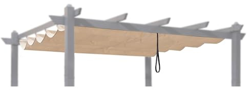 PURPLE LEAF Pergola Ersatzdach für 3 x 3 m Pavillon, Wasserabweisend, Beige | 180g/m² Garngefärbter Stoff, Wasserabweisend, UV-Schutz Farbecht Polyester, Einfache Montage, Gartenpavillon Ersatzbezug
