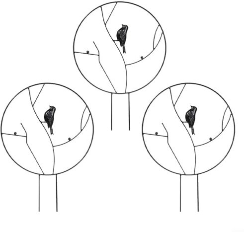 Bird-Shaped Climbing Frame Plant Bracket Support Pole 3-Pack Metal Iron Garden Trellis for Vines Flowers Outdoor Decor Weather-Resistant Easy Assembly Black
