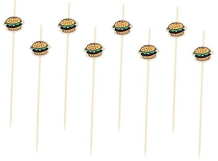 Alipis Palillos Forma De Hamburguesa 100 Unidades De Madera Ecológica Decoración para Cócteles y Postres Accesorios para Fiestas
