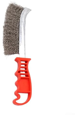 ZiStarlilife Juego de 2 cepillos de alambre para eliminación de óxido con mango de plástico para pintura de coche, soldadura de escoria, limpieza de superficies metálicas, cerdas de acero inoxidable