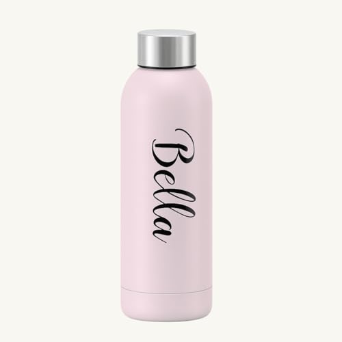 Trendi Personalised UV Printed Insulated Water Bottle – 500ml Stainless Steel Vacuum Flask | Double Walled Hot & Cold Drink Bottle for Gym, Office, Travel – Custom Name Printed Gift (Pink)