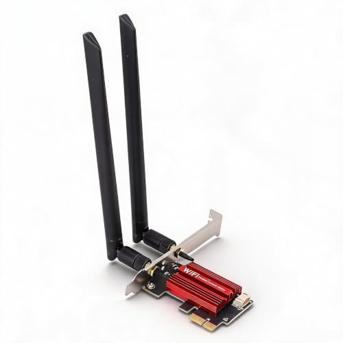 Annadue Carte PCIe WiFi 6E, 4200 Mbps Triple Band 6 GHz 5GHz 2,4 GHz avec BT5.2 OFDMA MU MIMO WPA3 Encryption, pour L'ordinateur de Bureau 10 11