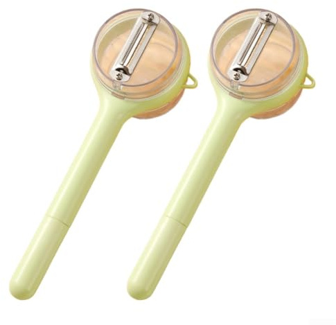 Pelaverdure con raccoglitore per una facile pulizia, grattugia da cucina 3 in 1 con vano portaoggetti integrato, lama in acciaio inox, manico ergonomico (verde)