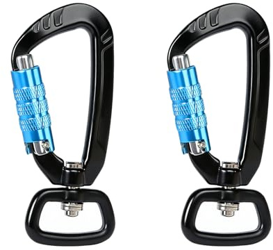 Drehbarer Karabinerhaken, 2 Stück 85mm Sicherheitskarabiner mit Drehgelenk | aus Aluminium, 360° Rotierender Rostfrei Ultraleicht Karabiner 400 kg für Outdoor Hundeleine Klettern Camping Zubehör