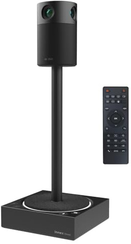 Innex Omni Cámara de videoconferencia 360° 4K Todo-en-uno con IA integrada, Seguimiento del orador y de Personas, 4 micrófonos y 2 Altavoces, USB Plug-and-Play, para Zoom y Microsoft Teams