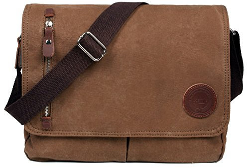 LOSMILE Umhängetasche, Vintage Canvas Schultertasche Herren. (Braun)