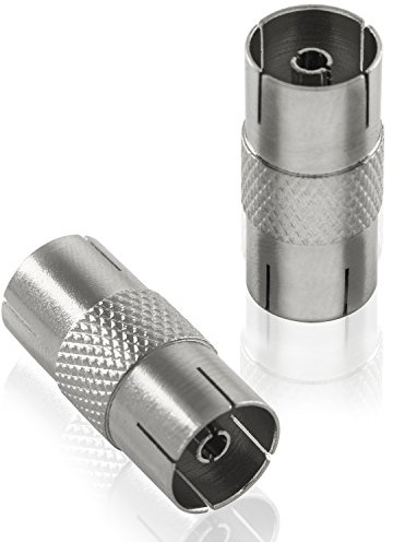 POPPSTAR 2X SAT-Adapter (IEC Antennenbuchse auf Buchse), für Koaxialkabel - Antennenkabel, silbern
