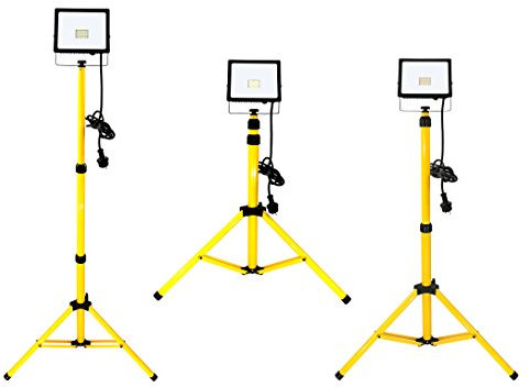 Trango 20 Watt LED Arbeitstrahler G1504-203 Baustelle Strahler Fluter Flutlicht Baustrahler 20Watt - 2700K warmweiß inkl. 3m Zuleitung inkl. Stativ mit Höhenverstellbar 66-170cm