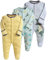 Minizone Baby Schlafanzug Pack of 3, Strampler Langarm Pyjamas Schlafstrampler 6-9 Monate
