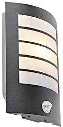 Qazqa - Modern Außen Wandleuchte schwarz IP44 mit Bewegungssensor - MSensor I Bewegungsmelder I IRo I Außenbeleuchtung - Kunststoff Rechteckig - LED geeignet E27