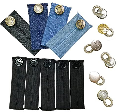 Anyasen 15 Stück bunderweiterung knopfverlängerung für hosen Pants Extender Einstellbare Elastische Hosen Taille Verlängerungen für Hosenbund Gummiband für Hose Hosenerweiterung für Jeans Schwangere