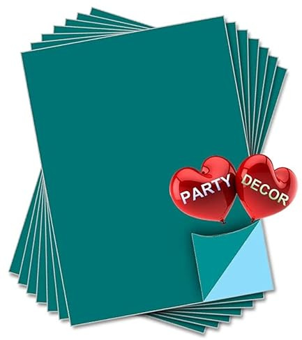 party_decor Turquoise Self Adhesive Gloss Vinyl Sheet - A4 - pack of 10 - perfect for hobby & craft