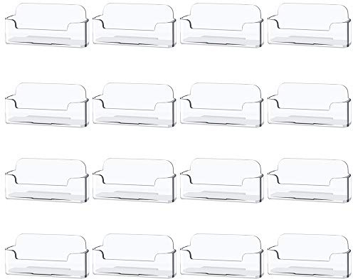 Qizpcer 16 Pack Clear Desktop Business Card Holder Display, Plastic Business Card Stand for Office