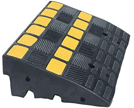 Moravia MORION Bordstein-Rampe (Gummi, LxBxH 600x360x150, schwarz, gelb reflektierend, belastbar bis 40 t) 279.20.108