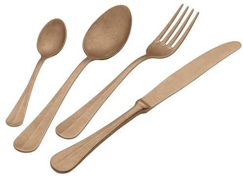 Servizio Set di Posate 24 Pezzi in Acciaio 18/10 PVD Eme Royal Retrò Gold