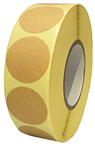 1000 Stück - 25mm Kraftpapier Aufkleber Sticker, Etiketten Rund Preisetiketten