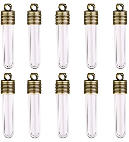 Lurrose Mini- Glasflaschen Hängen Röhre Wunschflaschen Klare Glasflasche Charme für Halskette Anhänger Schmuckherstellung 10 Stück