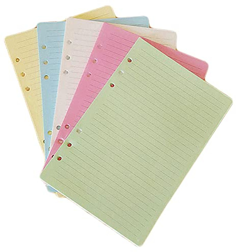 50 Blatt Bunte 6-Loch gestanzte Liniertes Nachfüllpapier, Loseblatt Planer Füllpapier für Journal Molkerei Planer Buch