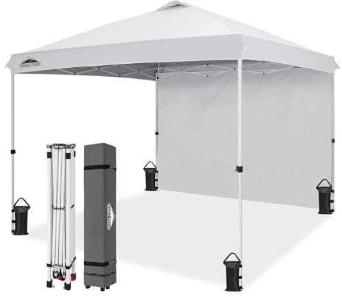 EAGLE PEAK 3m x 3m Pop Up Canopy Tent with 1 Sidewall, Easy Setup Event Tent, Canopy Tent, White