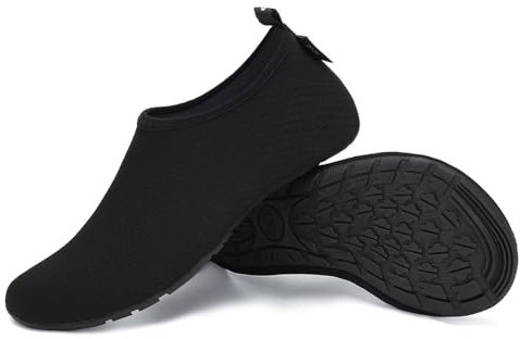 SAGUARO Badskor, simskor, vattenskor, snabbtorkande, halkfria, lätta vattensportskor för män och kvinnor, storlek 36–47, Riklig svart, 38/39 EU
